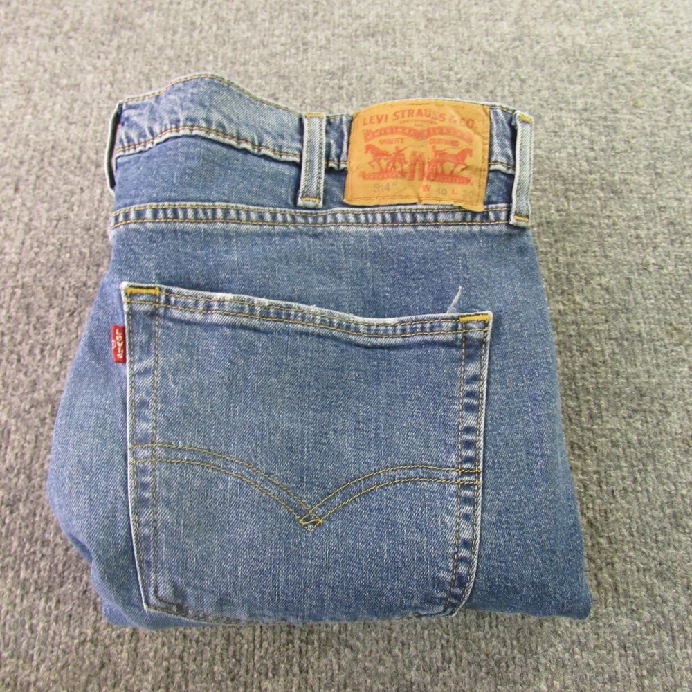 Levis 514 Jeans Mens 40x30‎ Blue Straight Fit Medium Wash Denim Workwear Classic